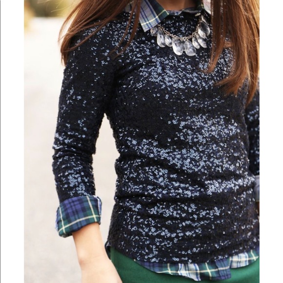 *SOLD* 
J.CREW Navy Sequin Top - Picture 5 of 5